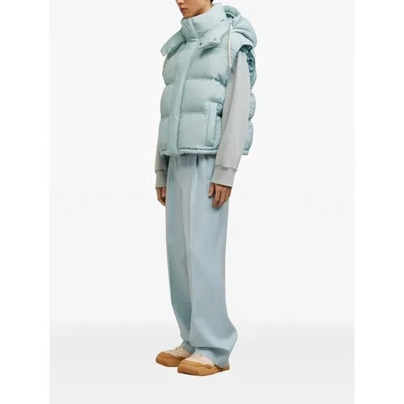 AMI Paris Alexandre Mattiussi Hooded Padded Gilet Down Vest Oversized Sky Blue - Picture 2 of 16